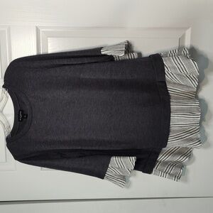 GRH4-I.N. Studio 2X 3/4 Bell Sleeve Mock Shirt Tail Sweater